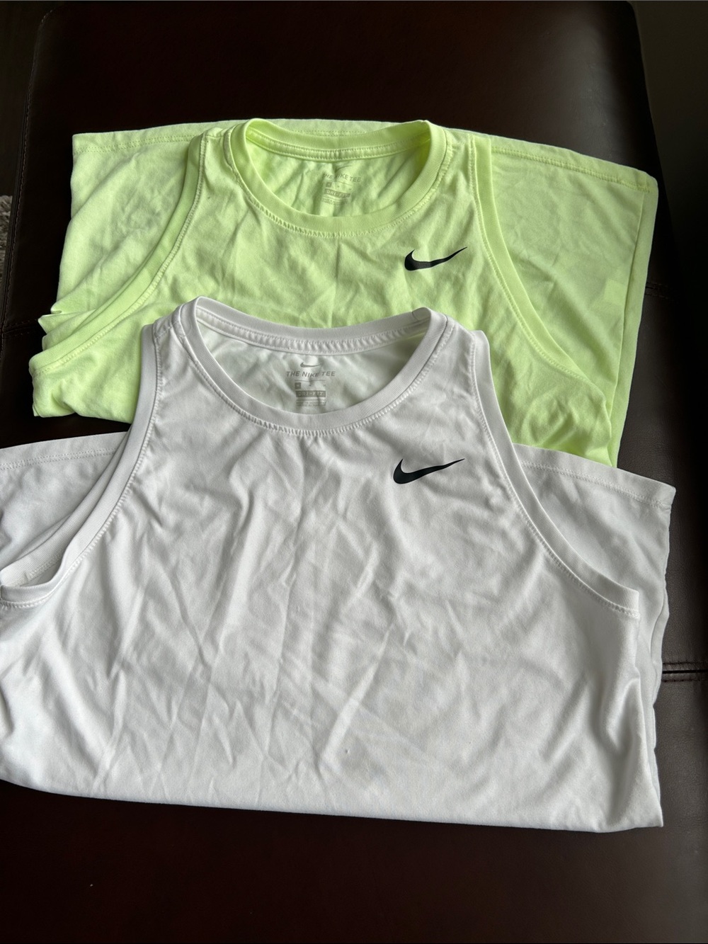 Nike Two Pack Women's Dri-FIT Training Tank in White and Neon Yellow Medium EUC